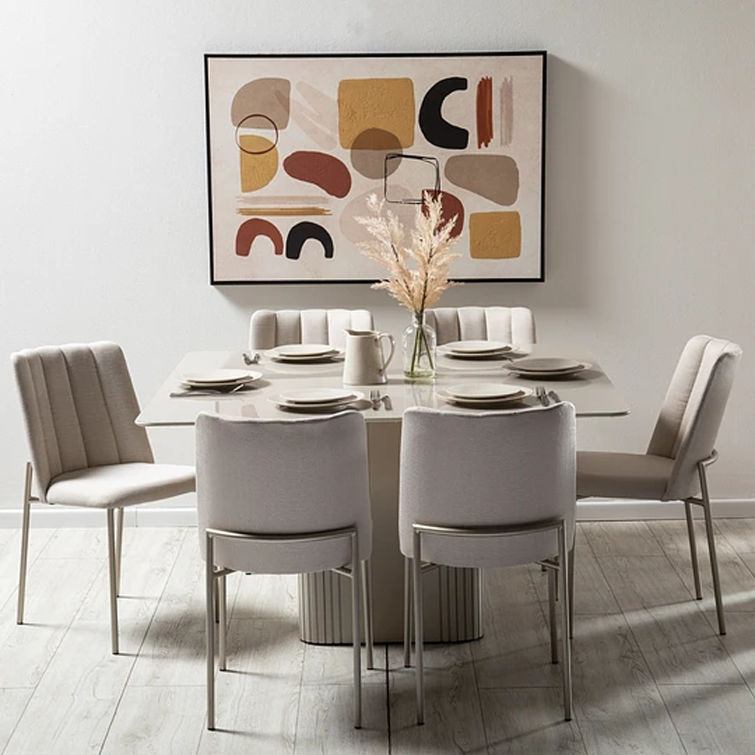 Comedor Flavia 1.35 cm | 8 sillas Canelo