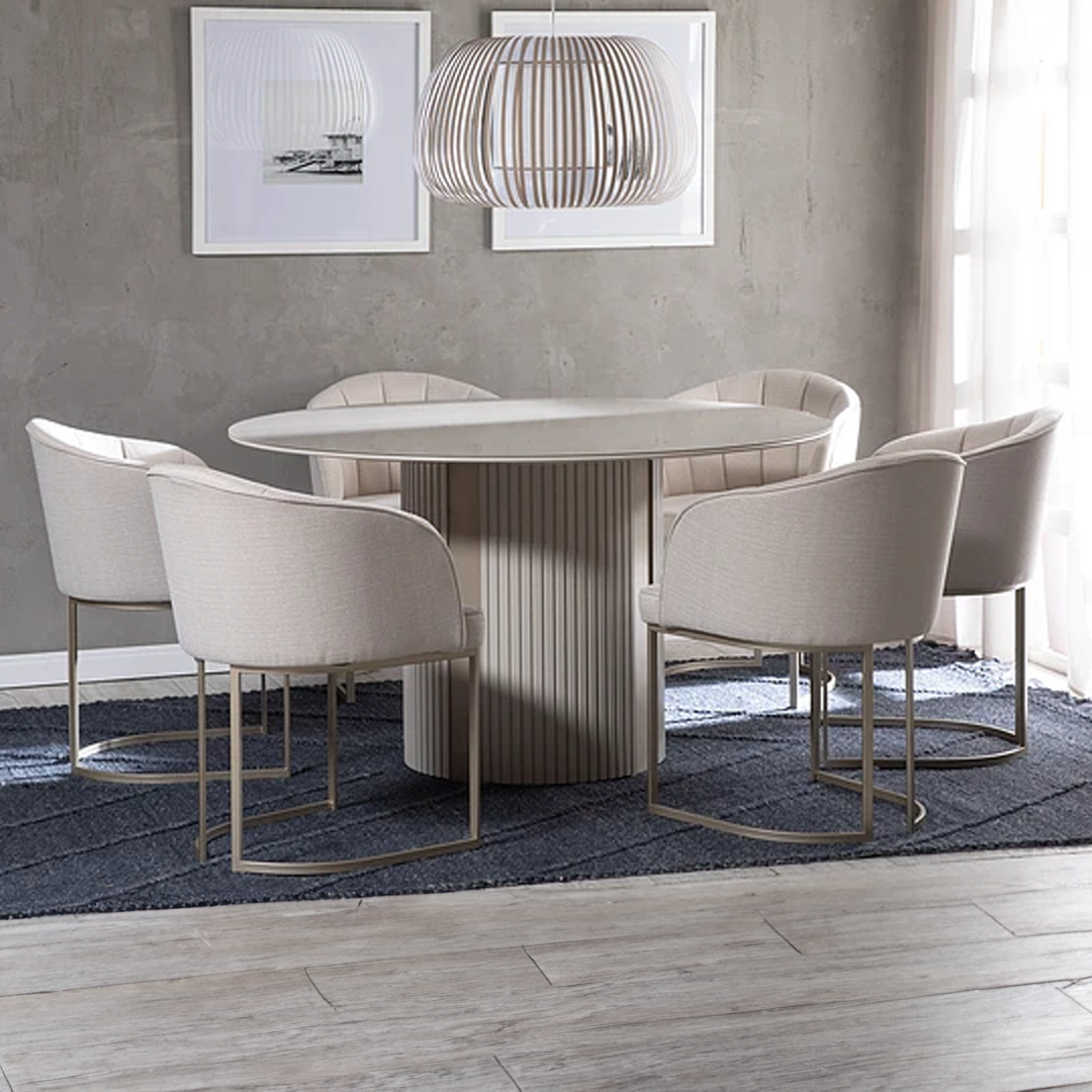 Comedor Linn Redonda 1.35 cm | 6 sillas Broad Champ