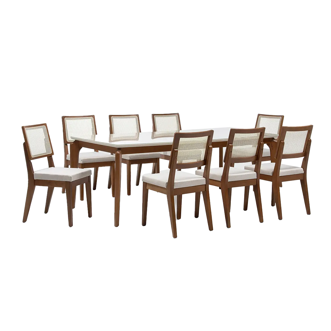Comedor Murcia 2.09 cm | 8 sillas Honolú Ratán