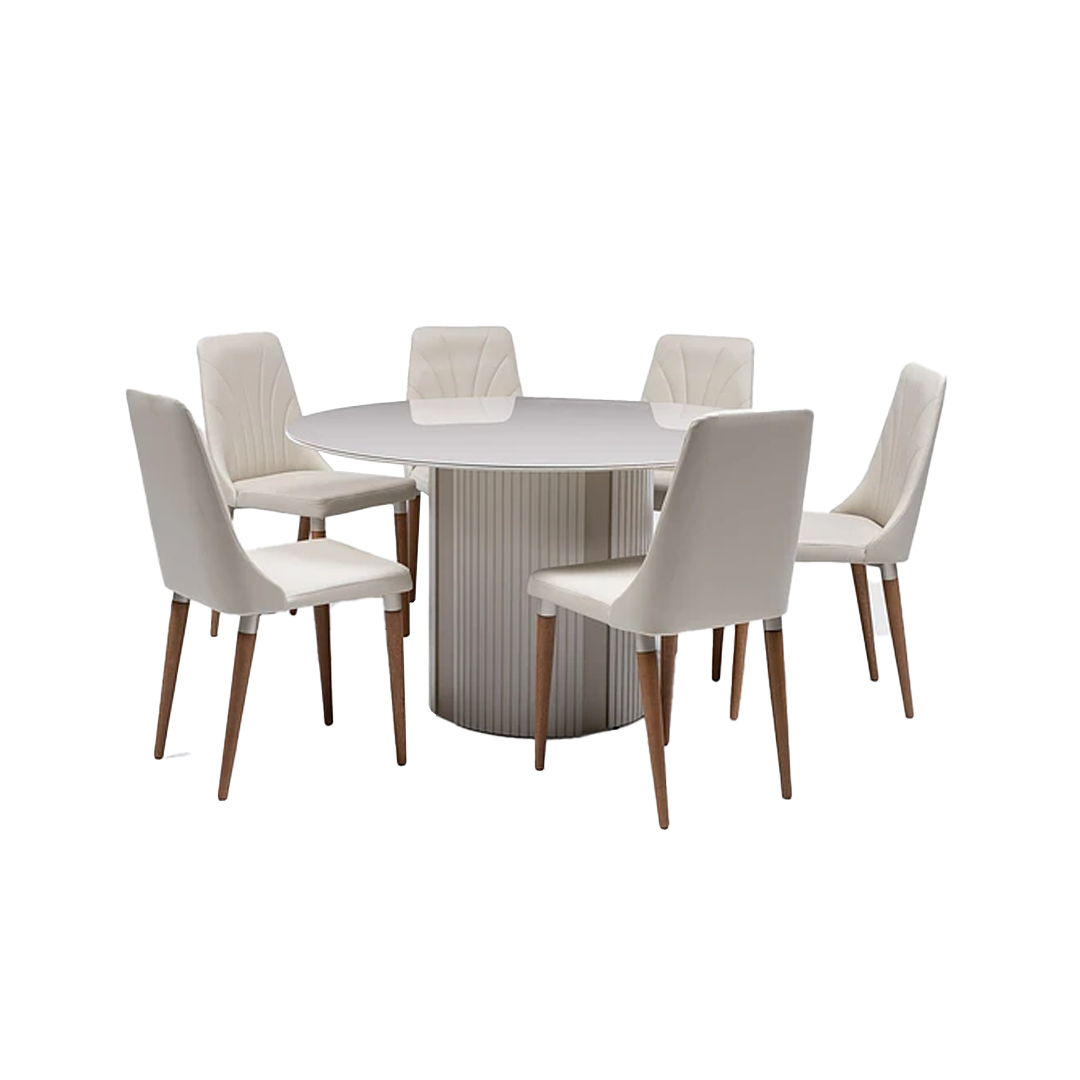 Comedor Linn Redonda 1.35 cm | 6 sillas Nutt