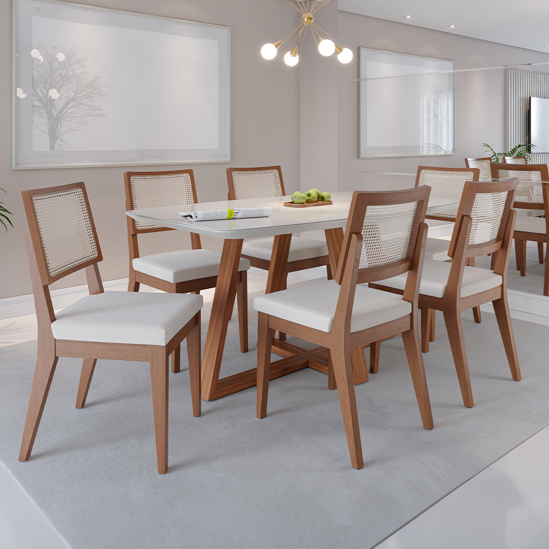 Comedor Carmin 1.60 cm | 6 sillas Honolú Ratán