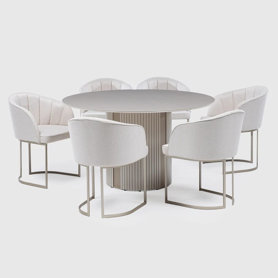 Comedor Linn Redonda 1.35 cm | 6 sillas Broad Champ