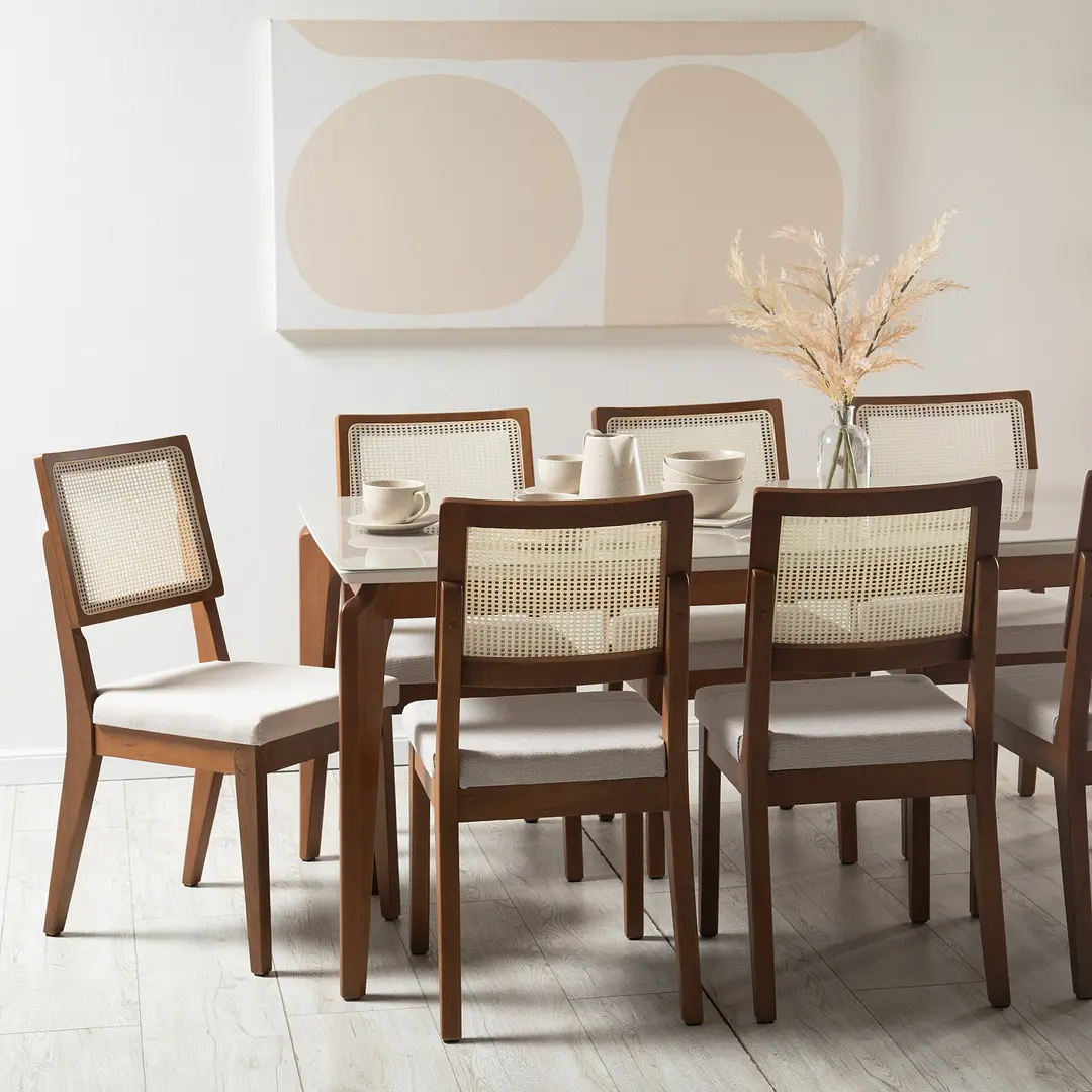 Comedor Murcia 2.09 cm | 8 sillas Honolú Ratán
