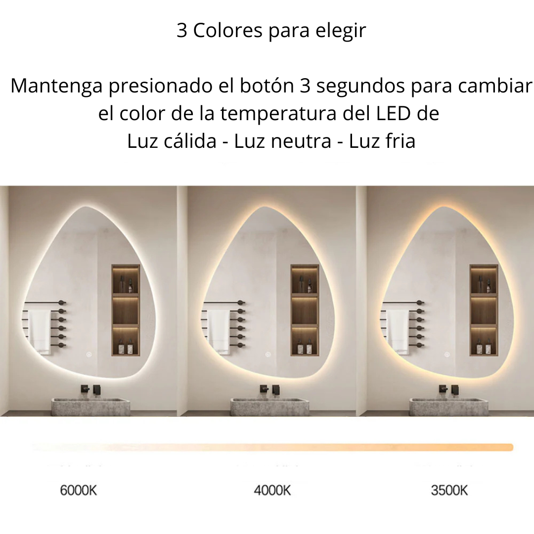 Espejo Led Oval | 80 a 100 cm