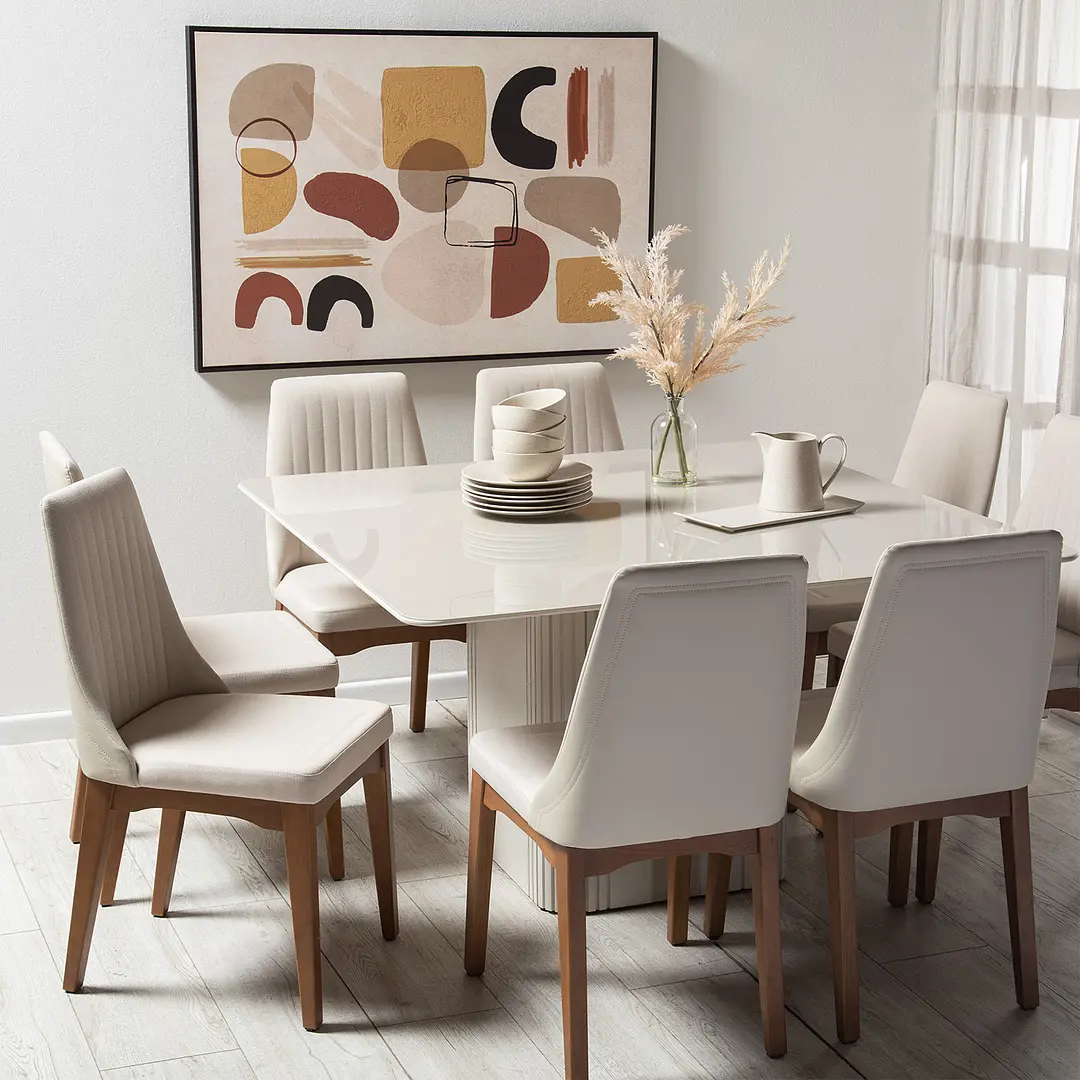 Comedor Ocre 1.35 cm | 8 sillas Timber