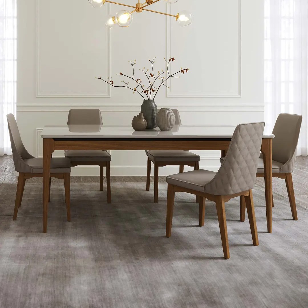 Comedor Terrado 1.60 cm | 6 sillas Timber Gris