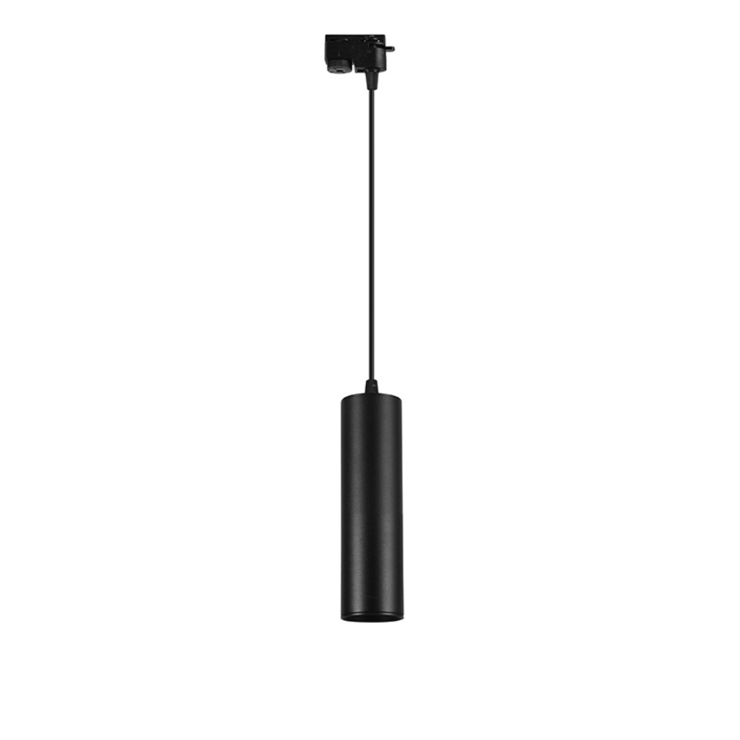 FOCO GOLGANTE NEGRO PORTA GU10 FORMATO RIEL MONOFASICO 200MM.