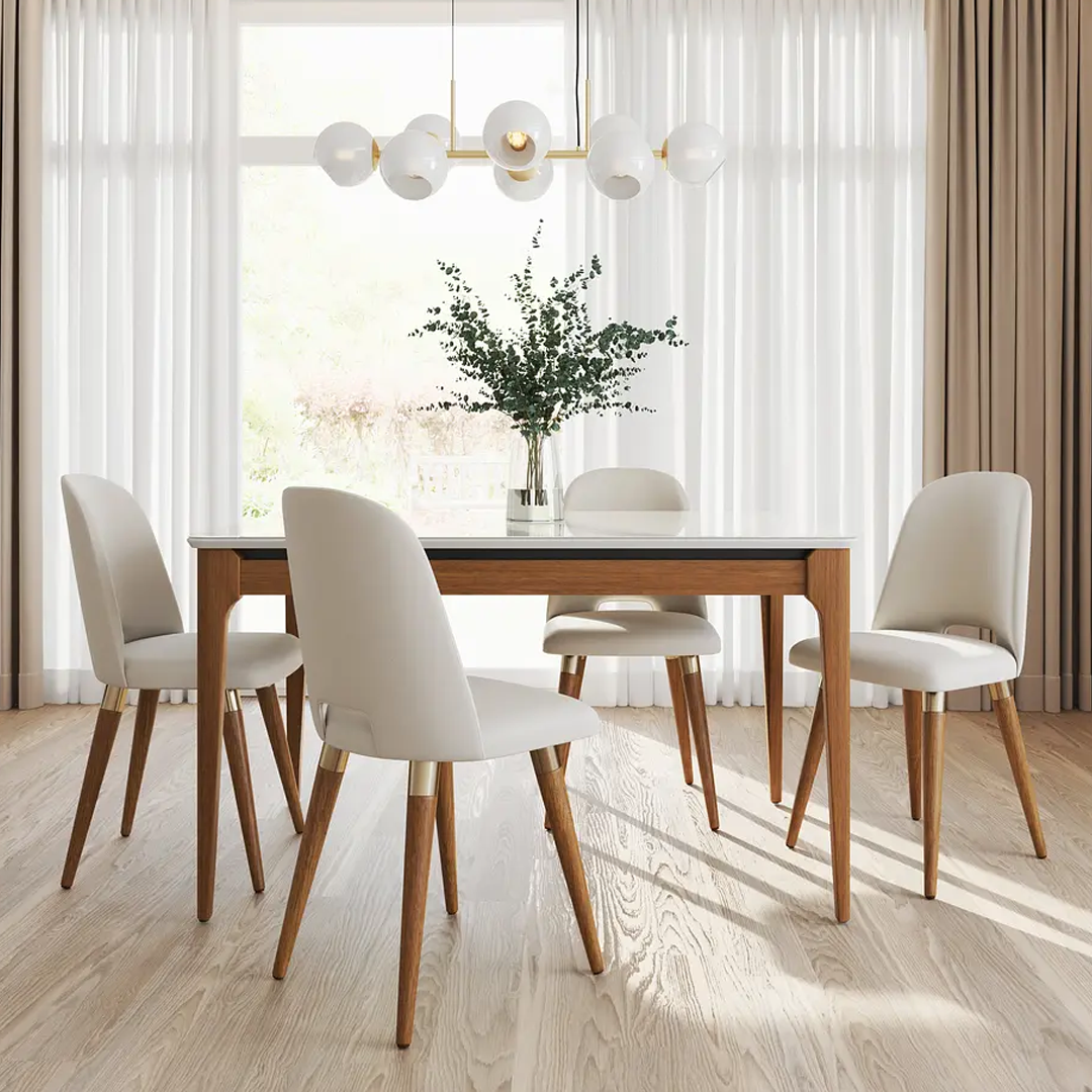 Comedor Terrado 1.35 cm | 4 sillas Clove Giratorias