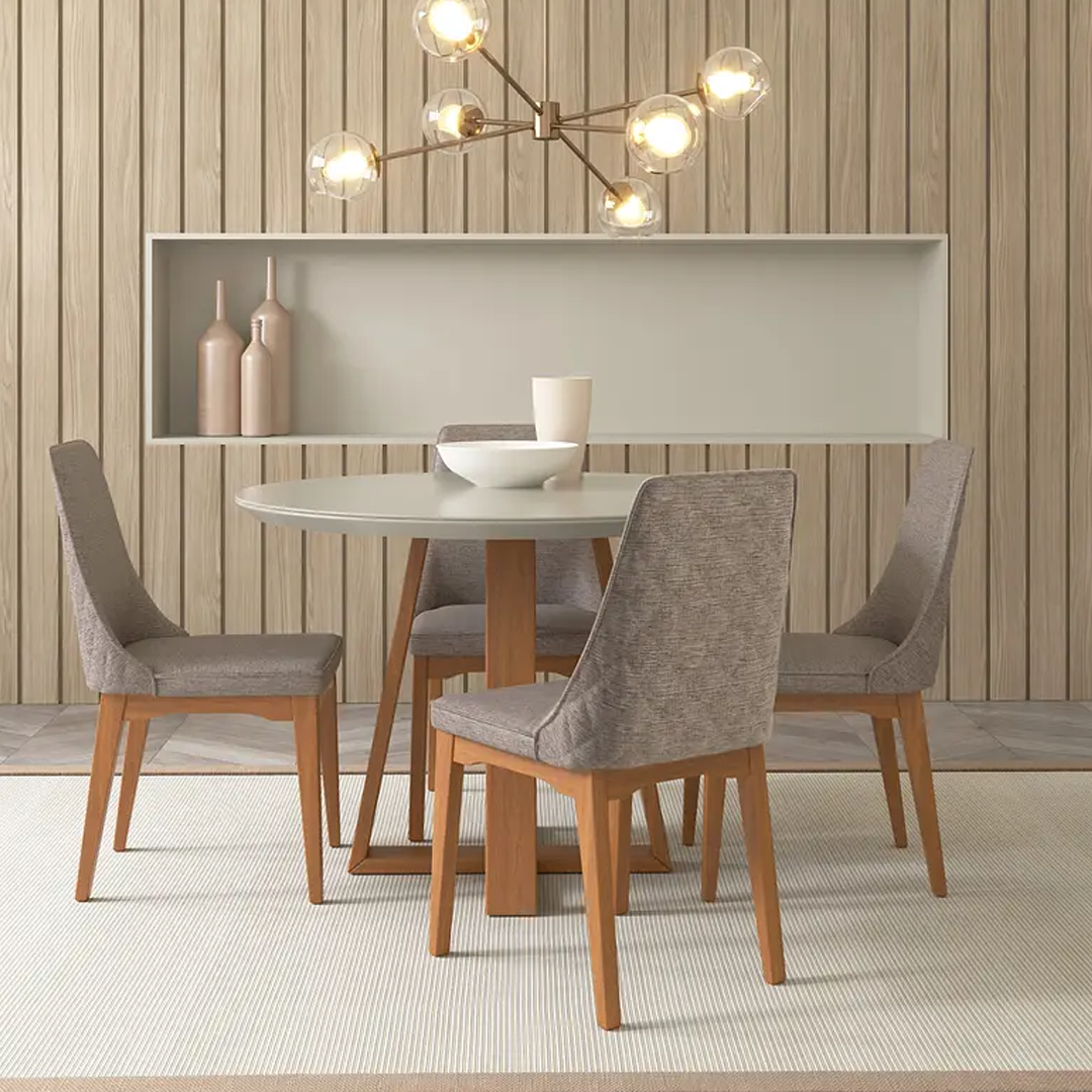 Comedor Morning 1.15 cm | 4 sillas Timber Gris