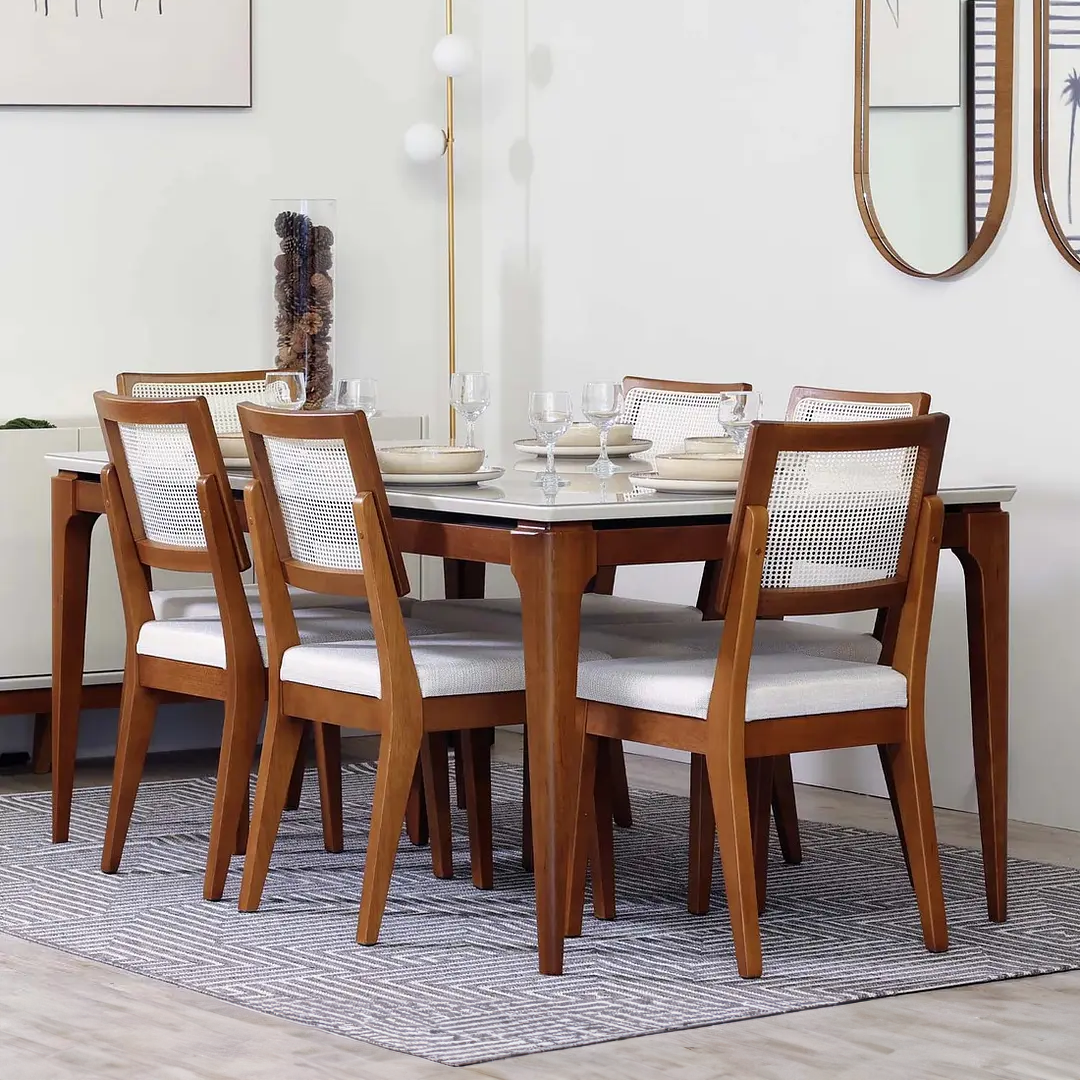 Comedor Terrado 1.60 cm | 6 sillas Honolú Ratán