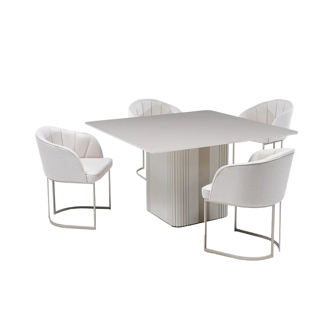 Comedor Linn Cuadrada 1.35 cm | 4 sillas Broad