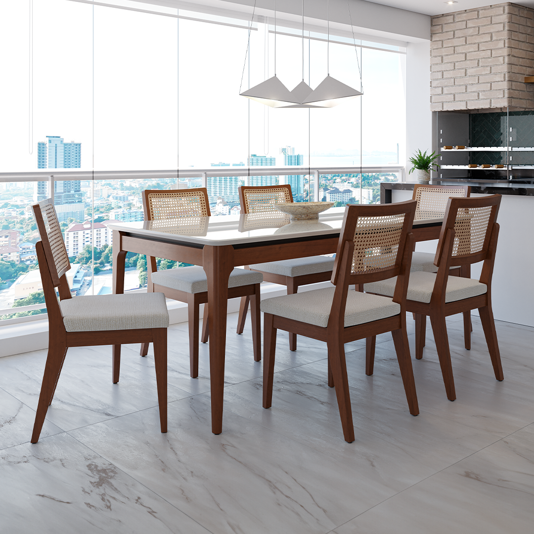 Comedor Terrado 1.84 cm | 6 sillas Honolú Ratán