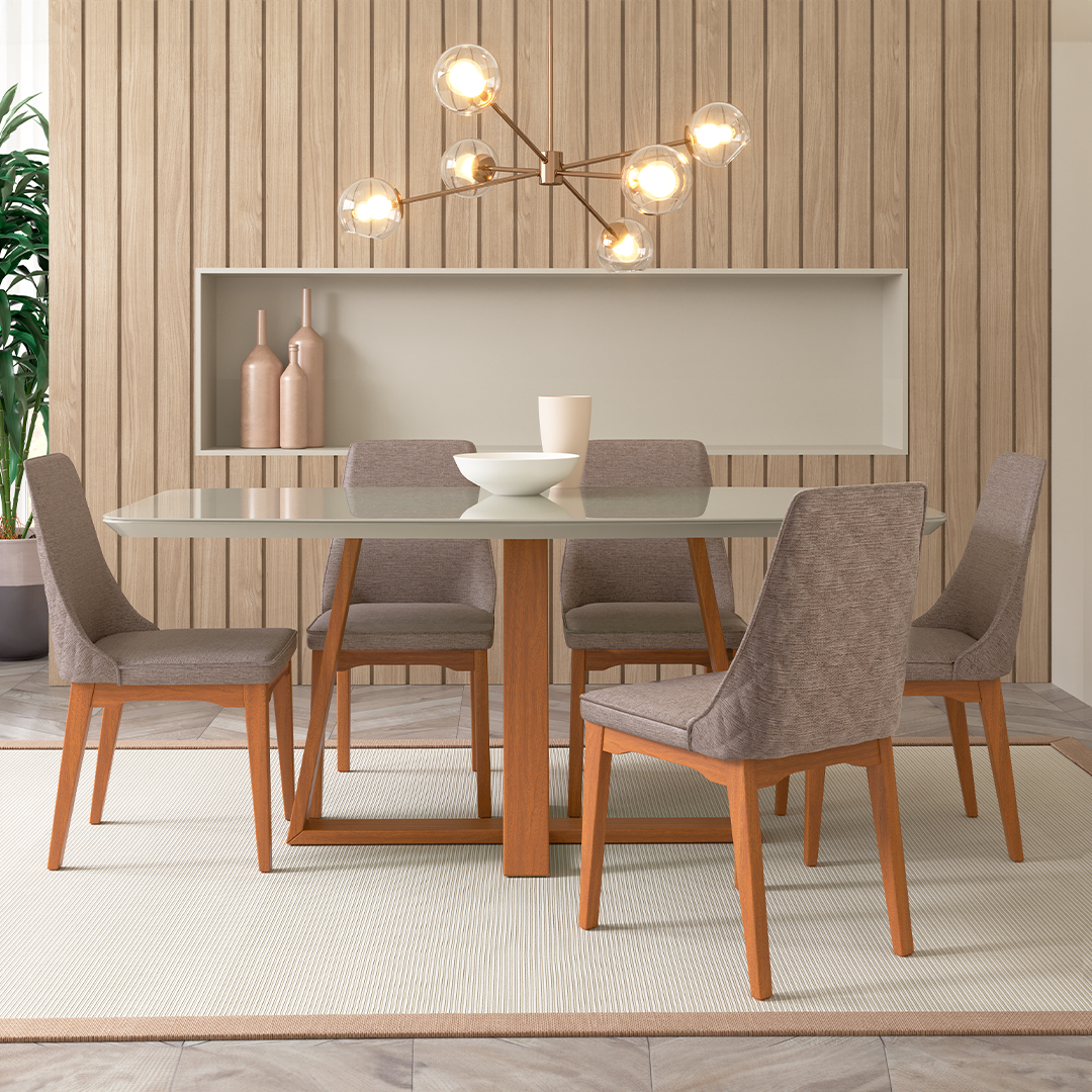 Comedor Carmin 1.60 cm | 6 sillas Timber Gris