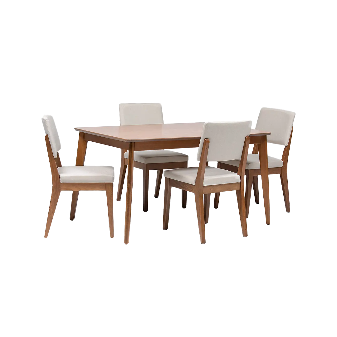 Comedor Magori Brown 1.35 cm | 4 sillas Tulúm Beige