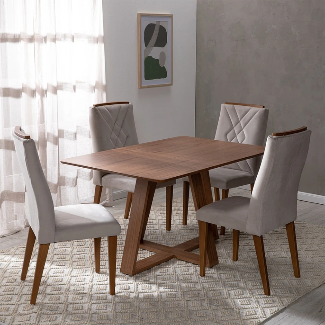 Comedor Costela Brown 1.35 cm | 4 sillas Molly