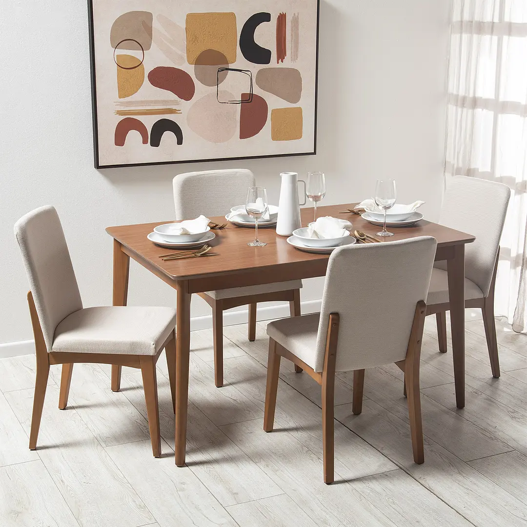 Comedor Magori Brown 1.35 cm | 4 sillas Tapiam