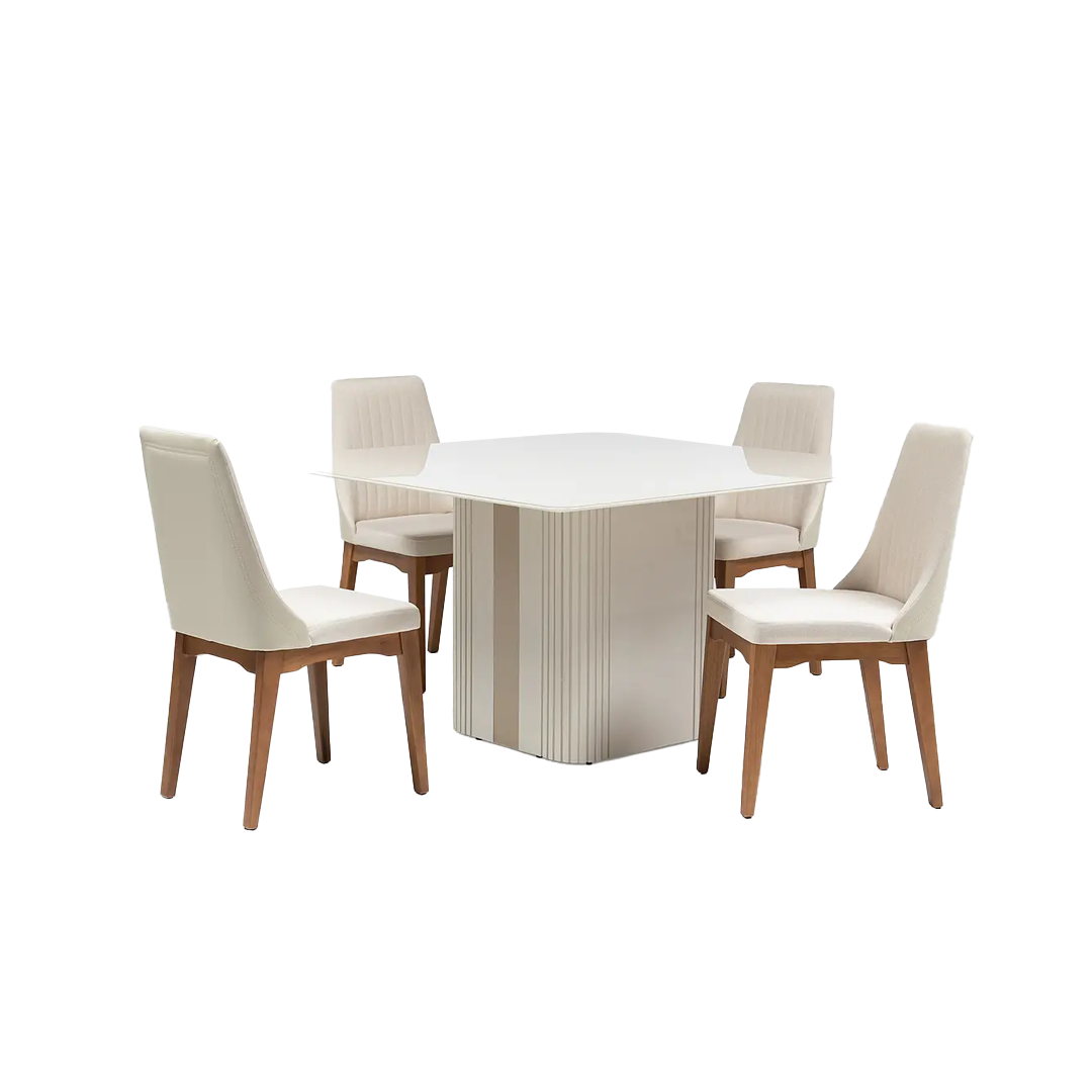 Comedor Linn Cuadrada 1.35 cm | 4 sillas Timber