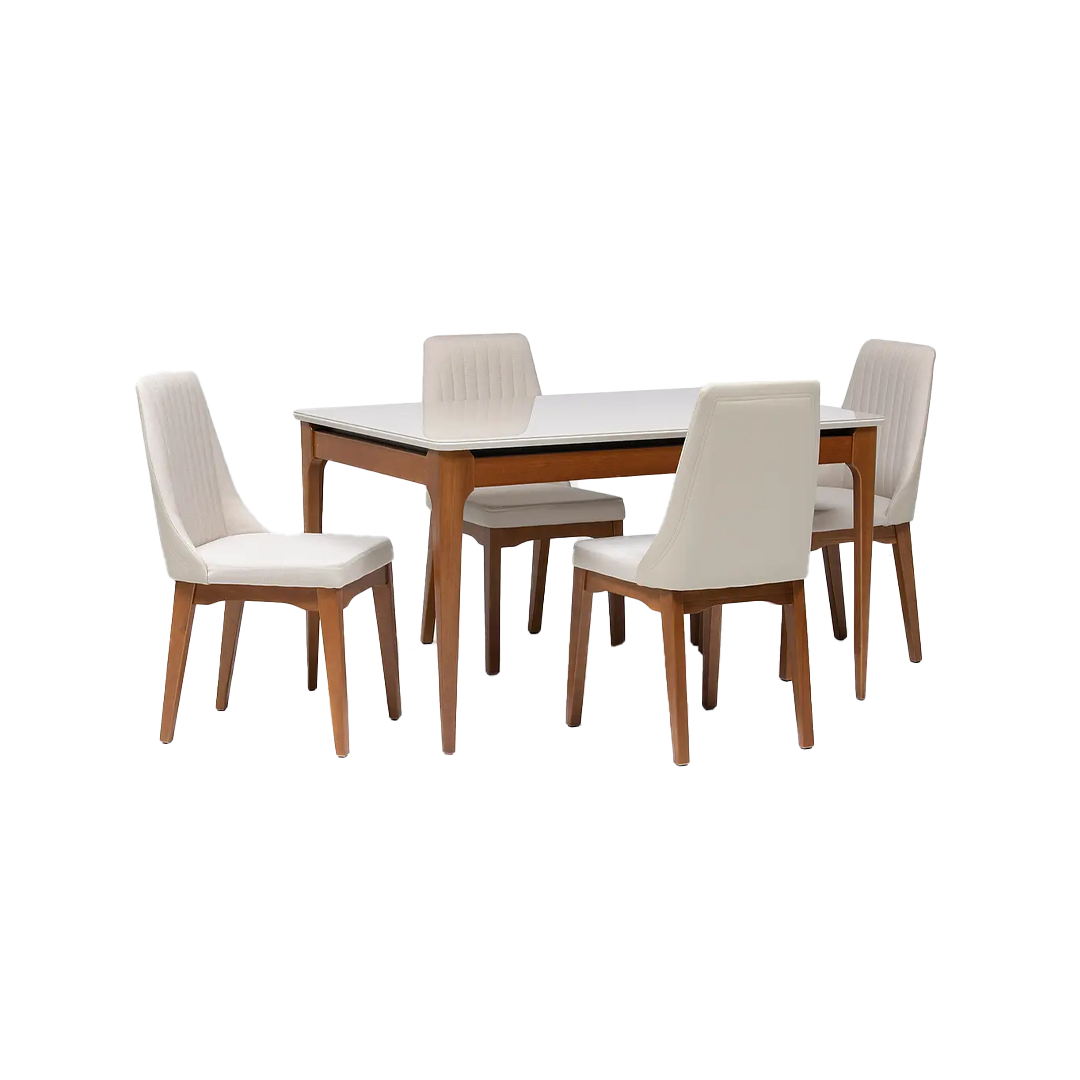 Comedor Terrado 1.35 cm | 4 sillas Timber Beige