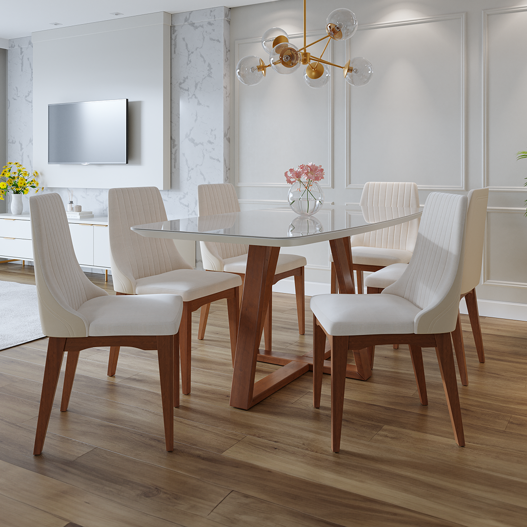 Comedor Carmin 1.60 cm | 6 sillas Timber Beige