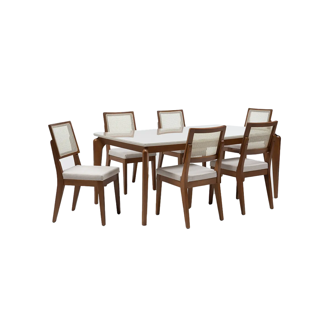 Comedor Dahlia 1.84 cm | 6 sillas Honolú Ratán