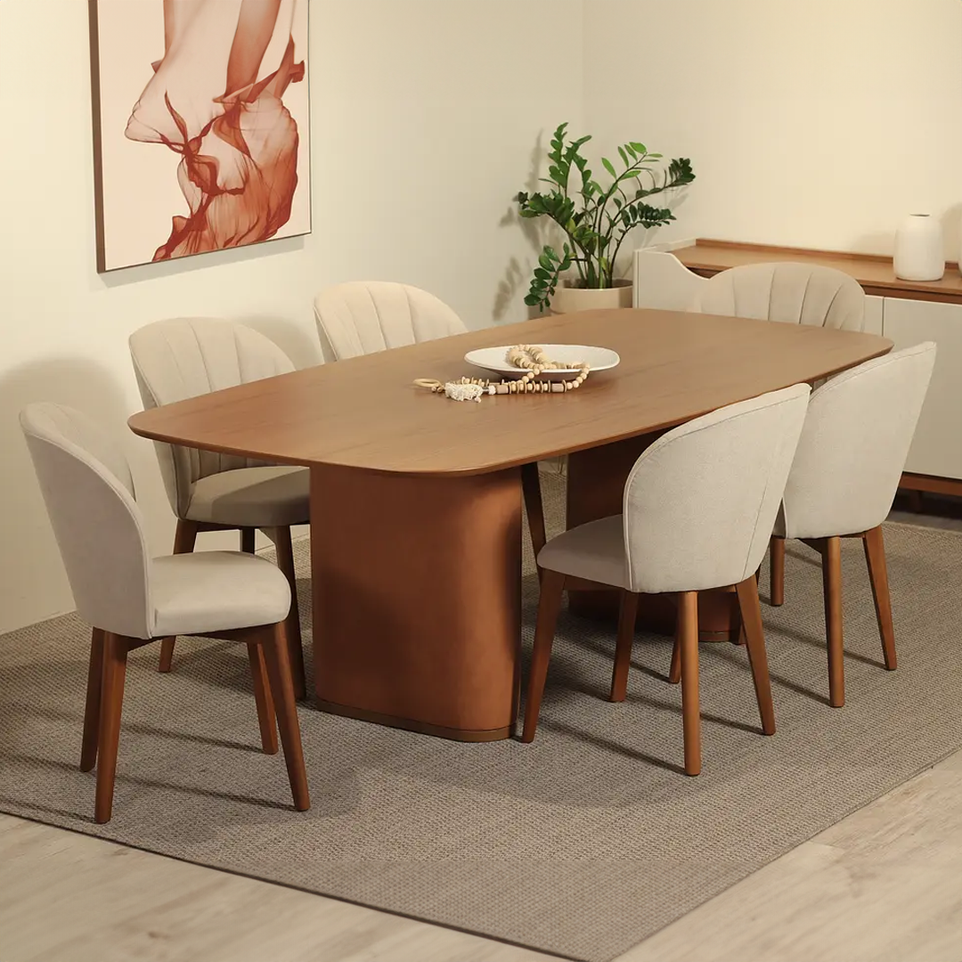 Comedor Robledor Brown 1.84 cm | 6 sillas Sea
