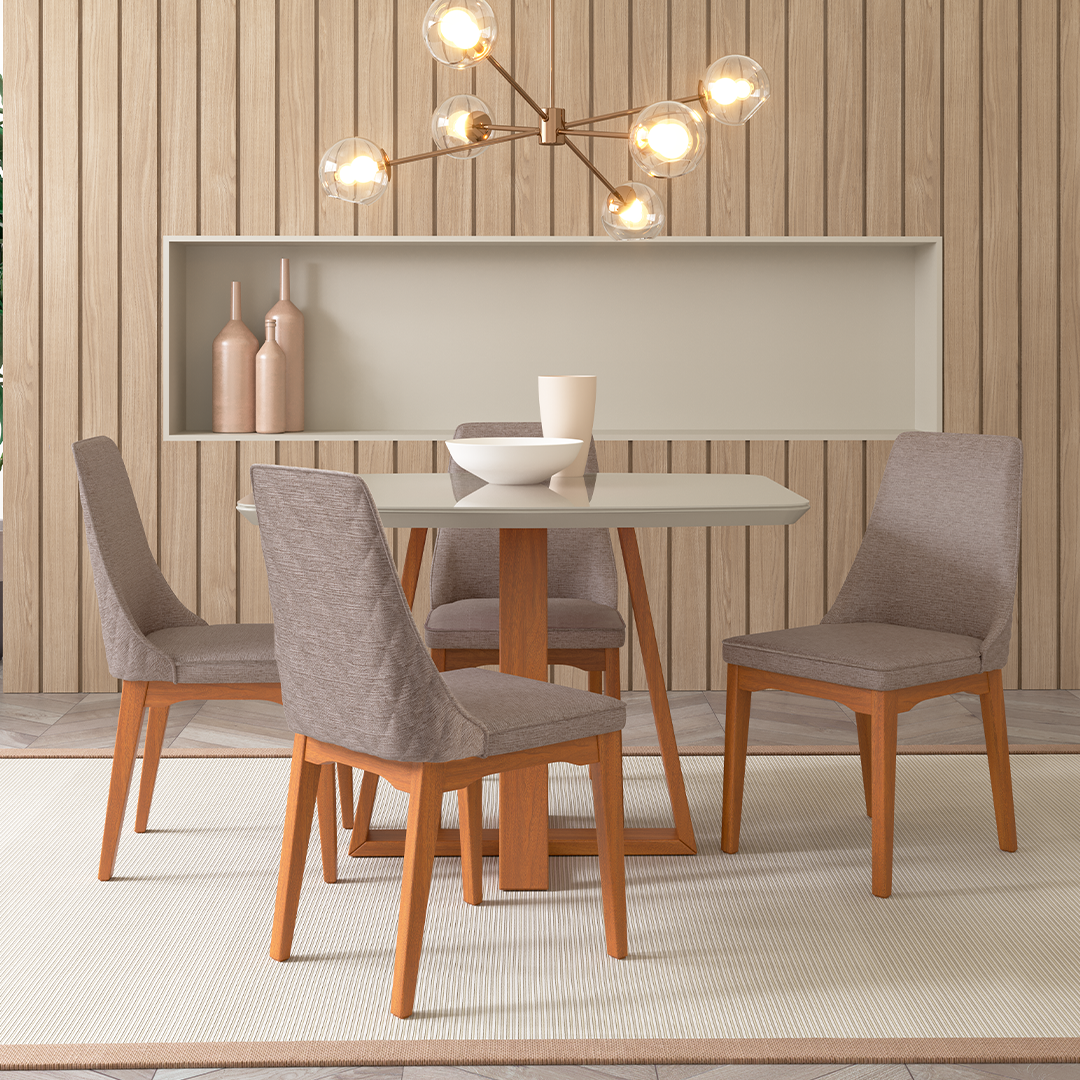 Comedor Carmin 1.15 cm | 4 sillas Timber Gris