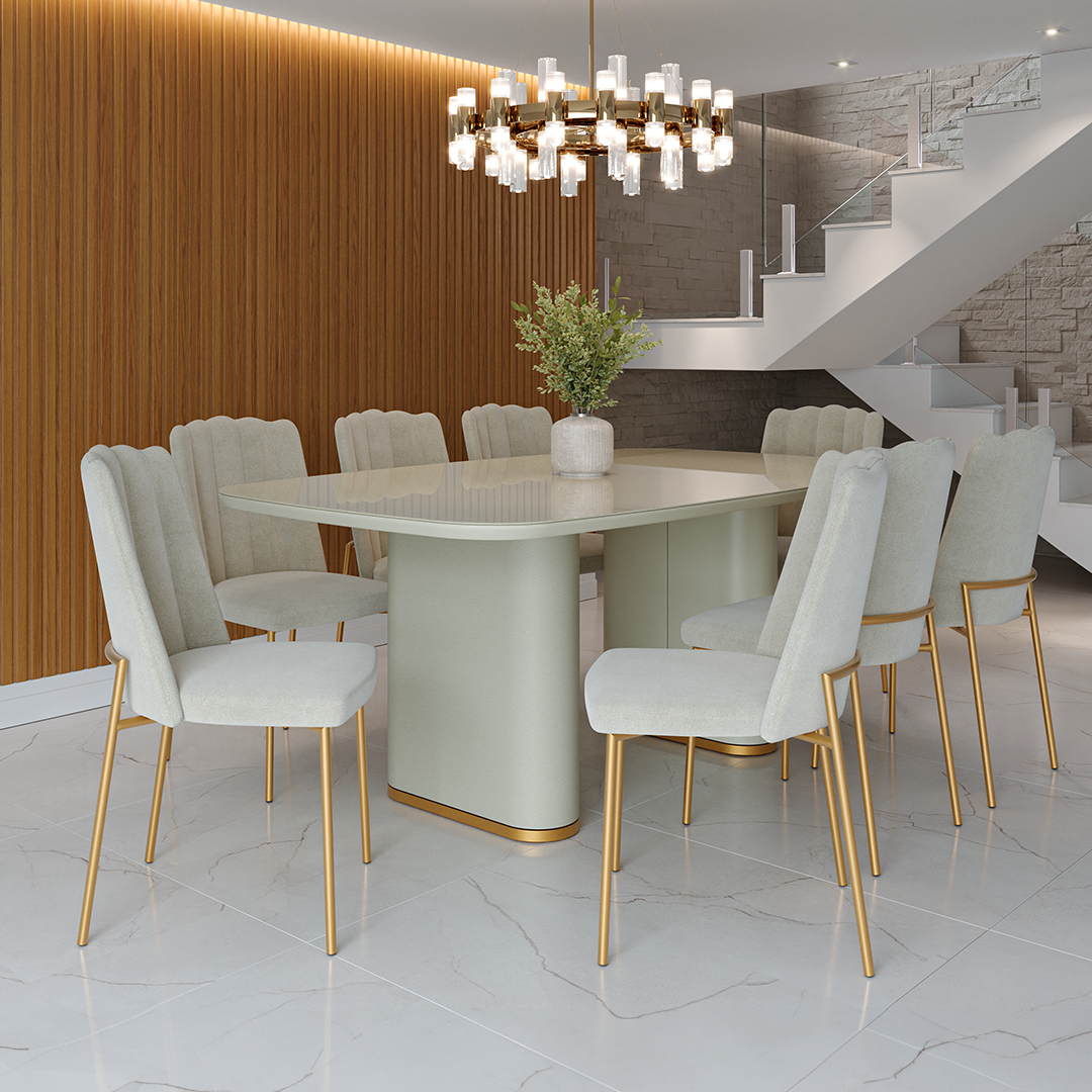 Comedor Berna 2.19 cm | 8 sillas Canelo Gold