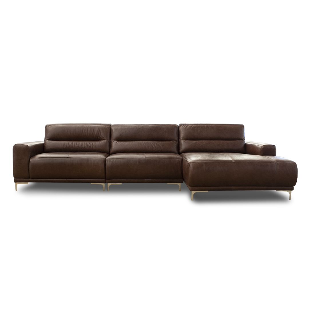 Sofá Sidney Café con Chaise | Cuero