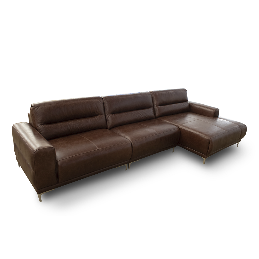 Sofá Sidney Café con Chaise | Cuero