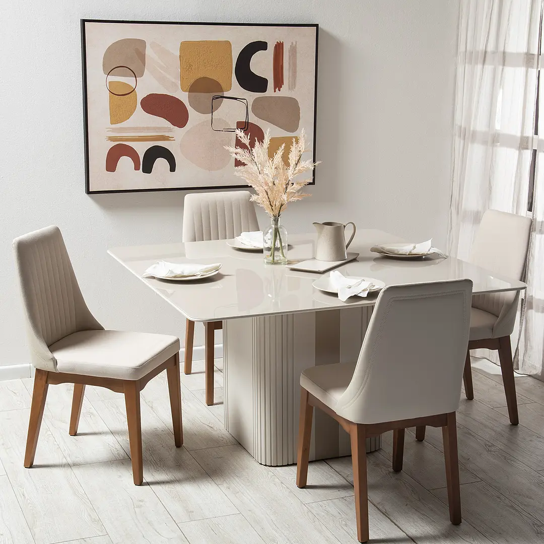Comedor Linn Cuadrada 1.35 cm | 4 sillas Timber