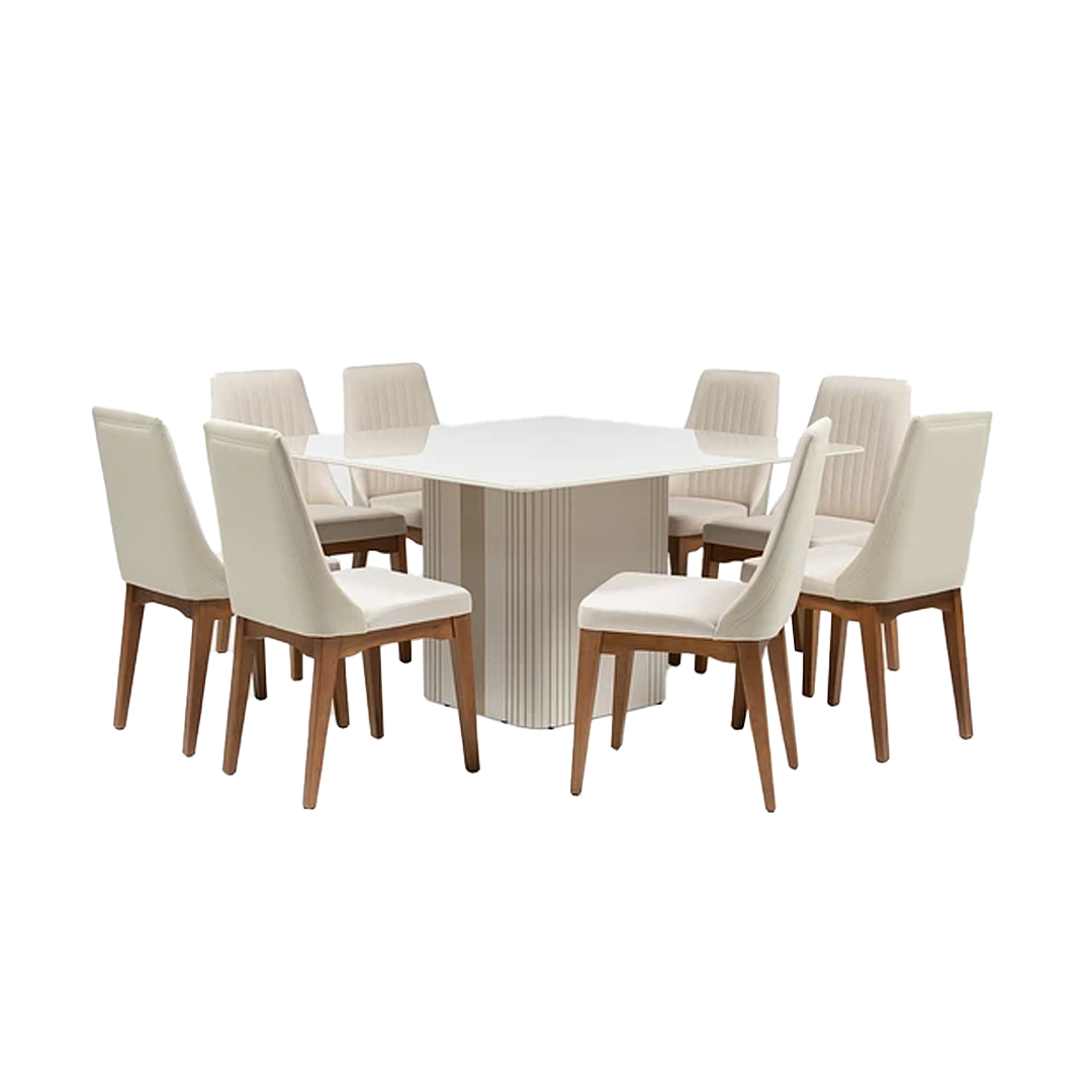 Comedor Ocre 1.35 cm | 8 sillas Timber