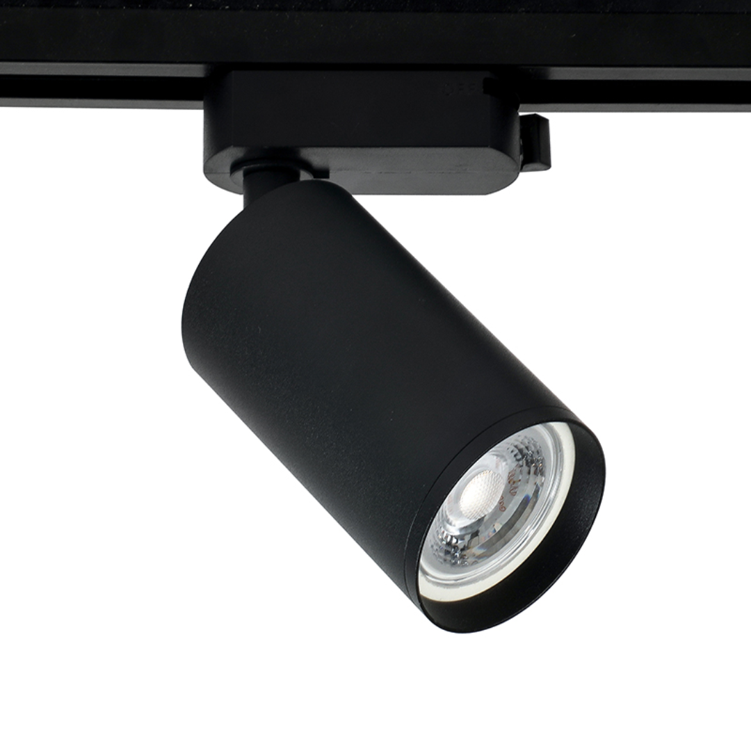 Riel Energizado Monofasico + 4 Focos porta Gu10 + 4 Ampolletas.