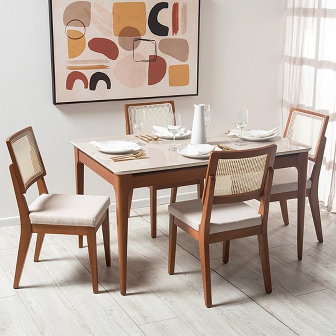 Comedor Terrado 1.35 cm | 4 sillas Honolú Ratán