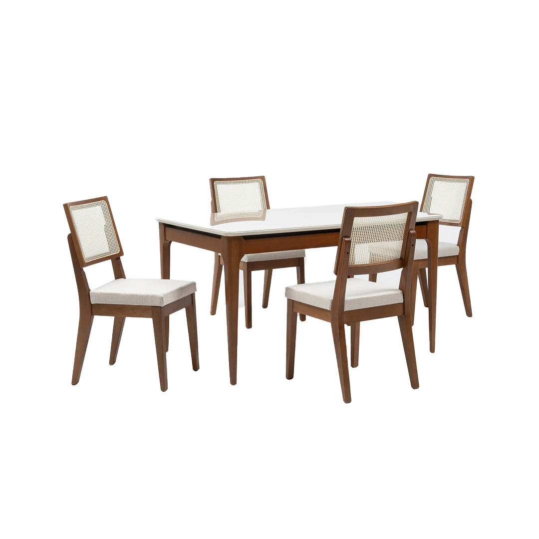 Comedor Terrado 1.35 cm | 4 sillas Honolú Ratán
