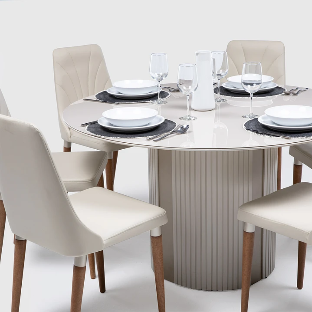 Comedor Linn Redonda 1.35 cm | 6 sillas Nutt