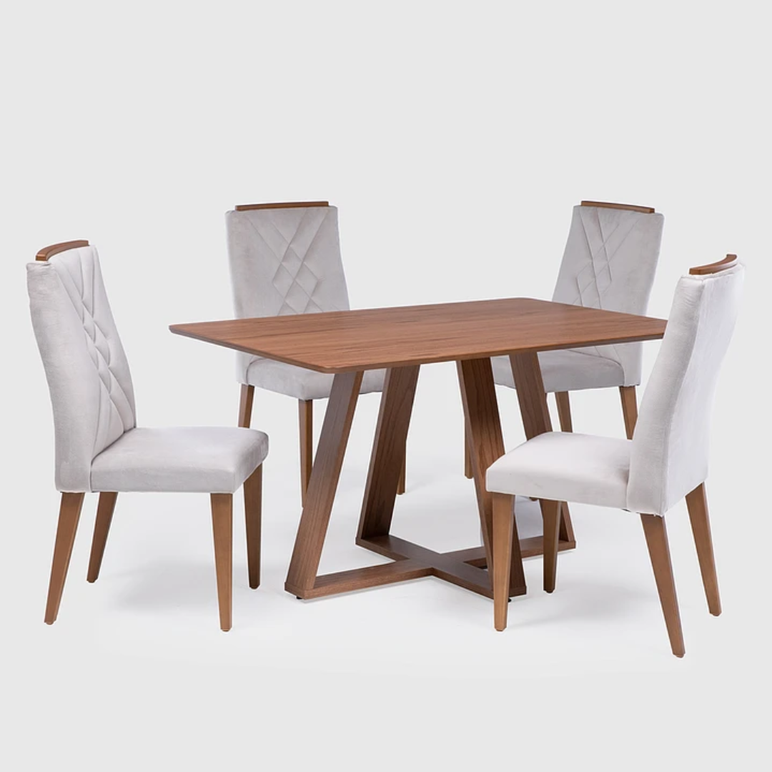 Comedor Costela Brown 1.35 cm | 4 sillas Molly