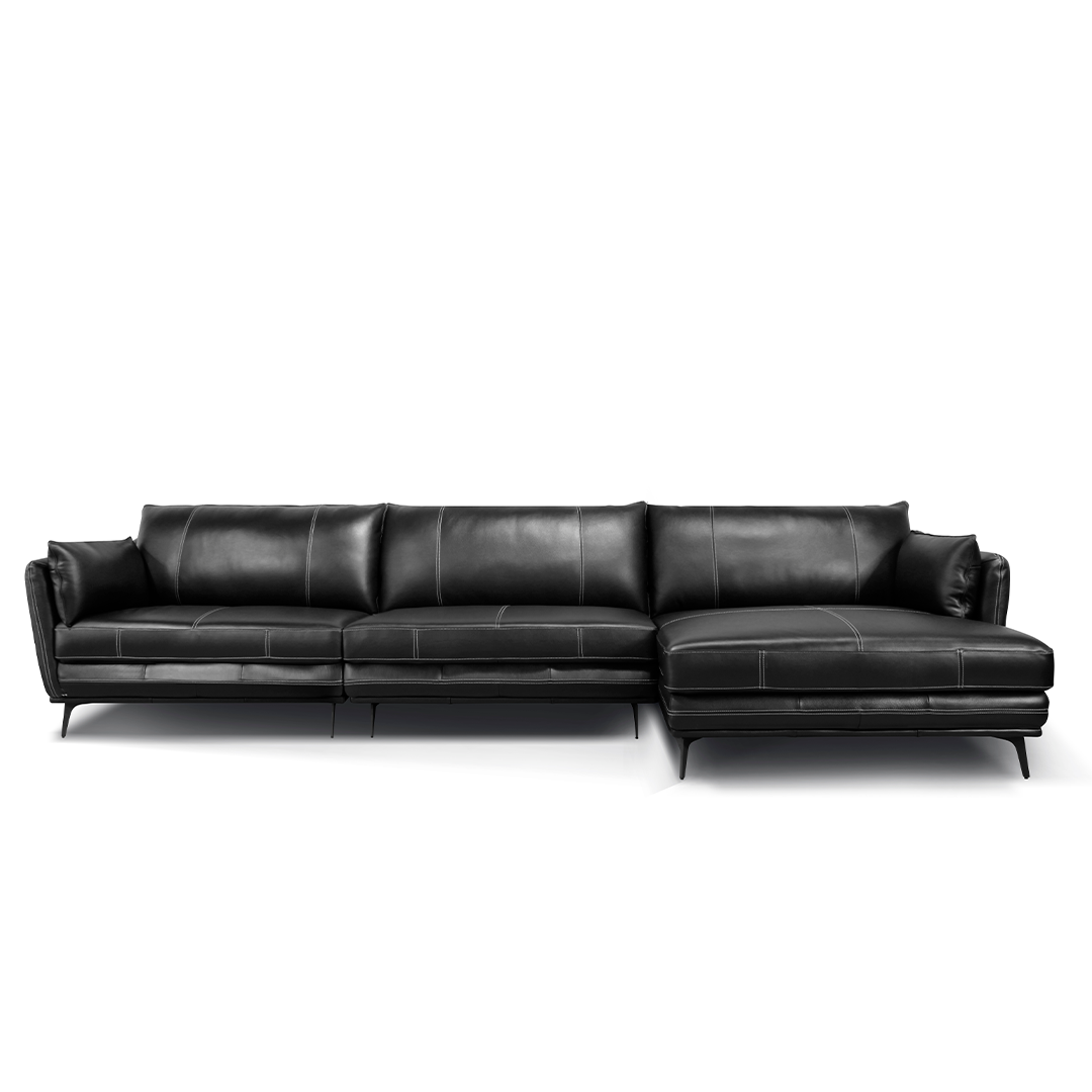 Sofá Dessers Negro con Chaise | Cuero