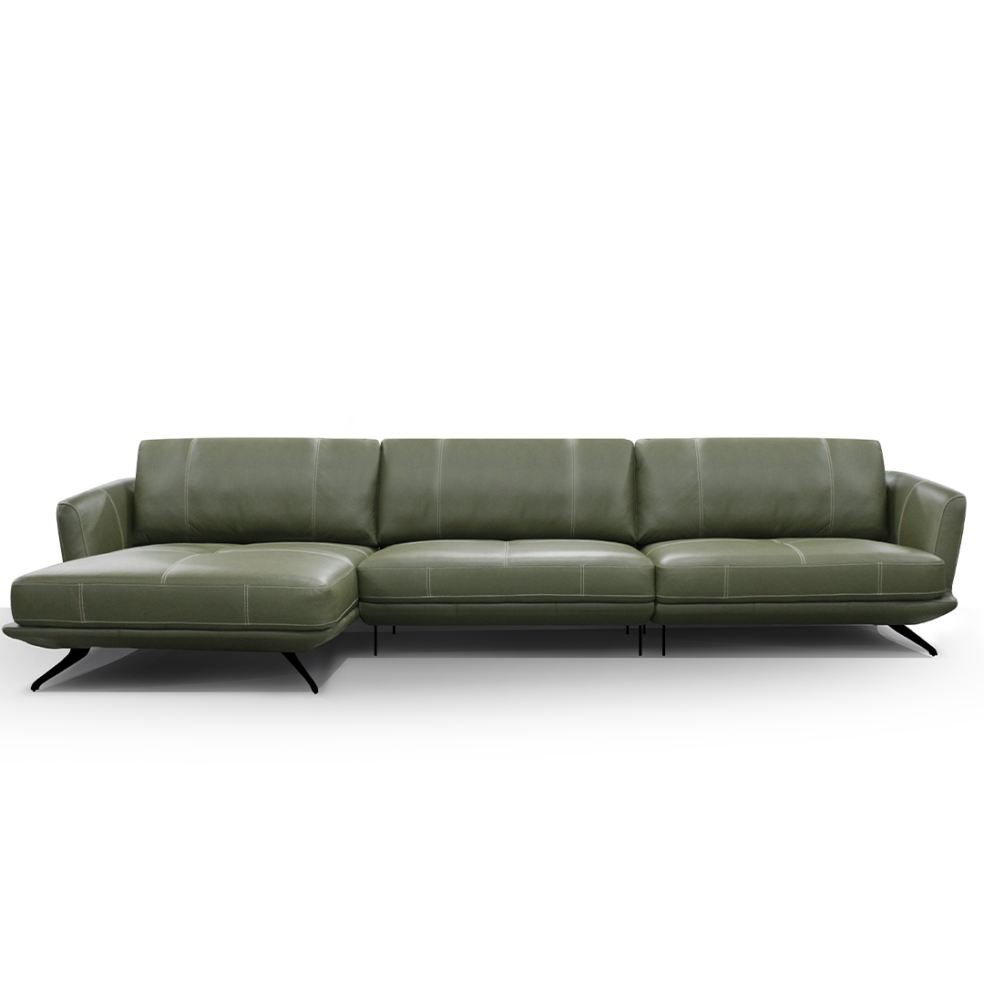 Sofá Fresno Verde con Chaise | Cuero