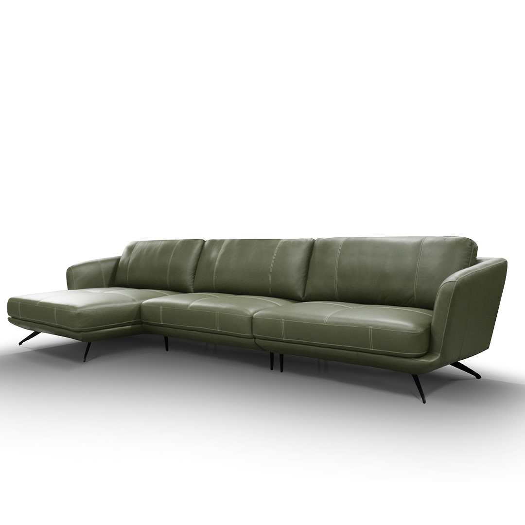 Sofá Fresno Verde con Chaise | Cuero