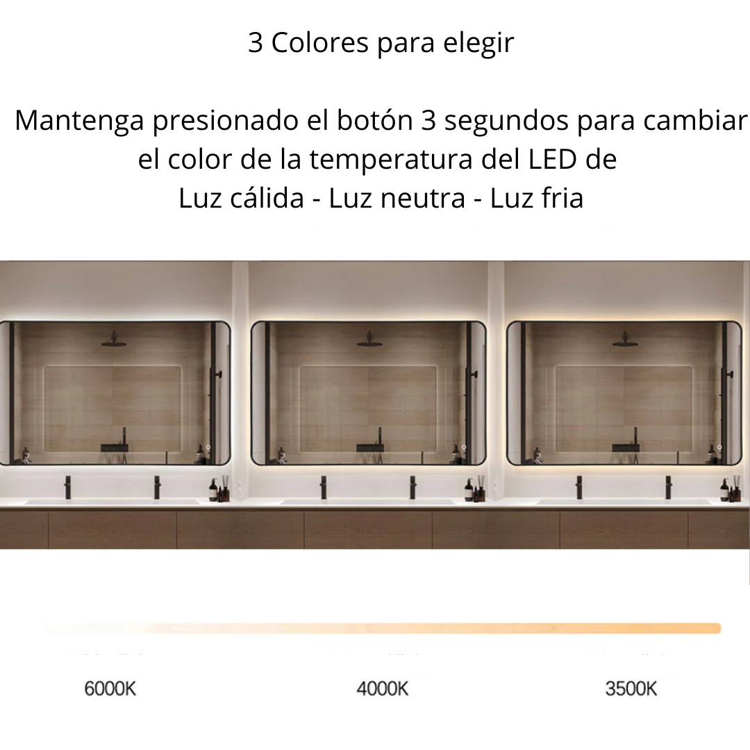 Espejo Led Black Rek| 100 a 130 cm