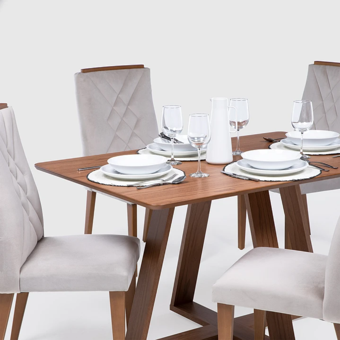 Comedor Costela Brown 1.35 cm | 4 sillas Molly