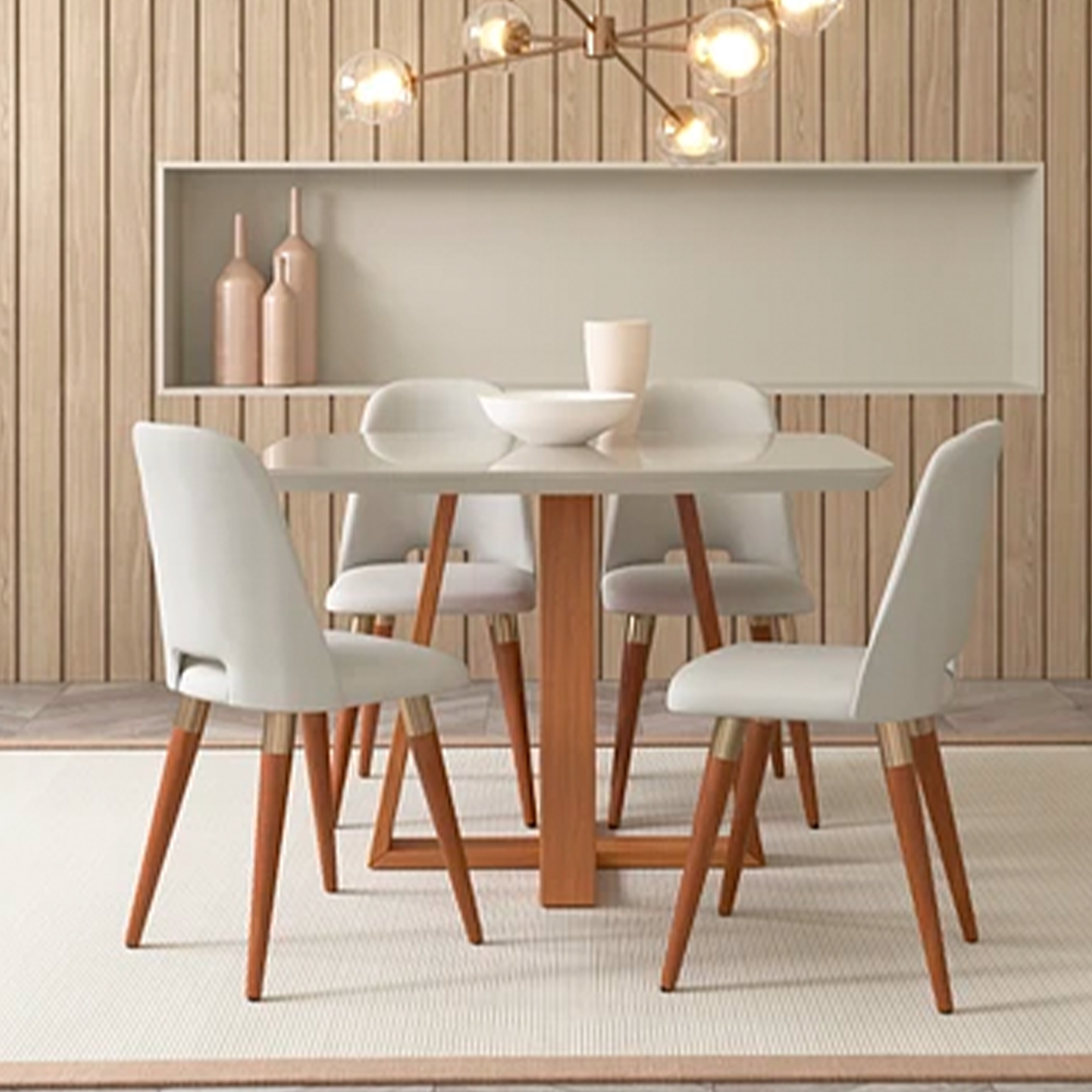 Comedor Carmin 1.15 cm | 4 sillas Clove Giratorias White