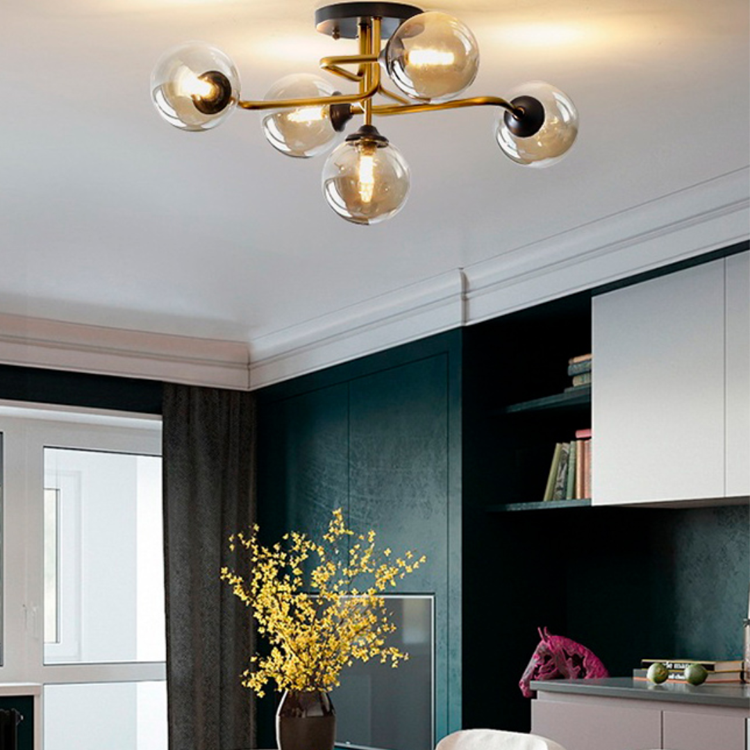 Colgante Gold Black 5 Esferas Transparentes.