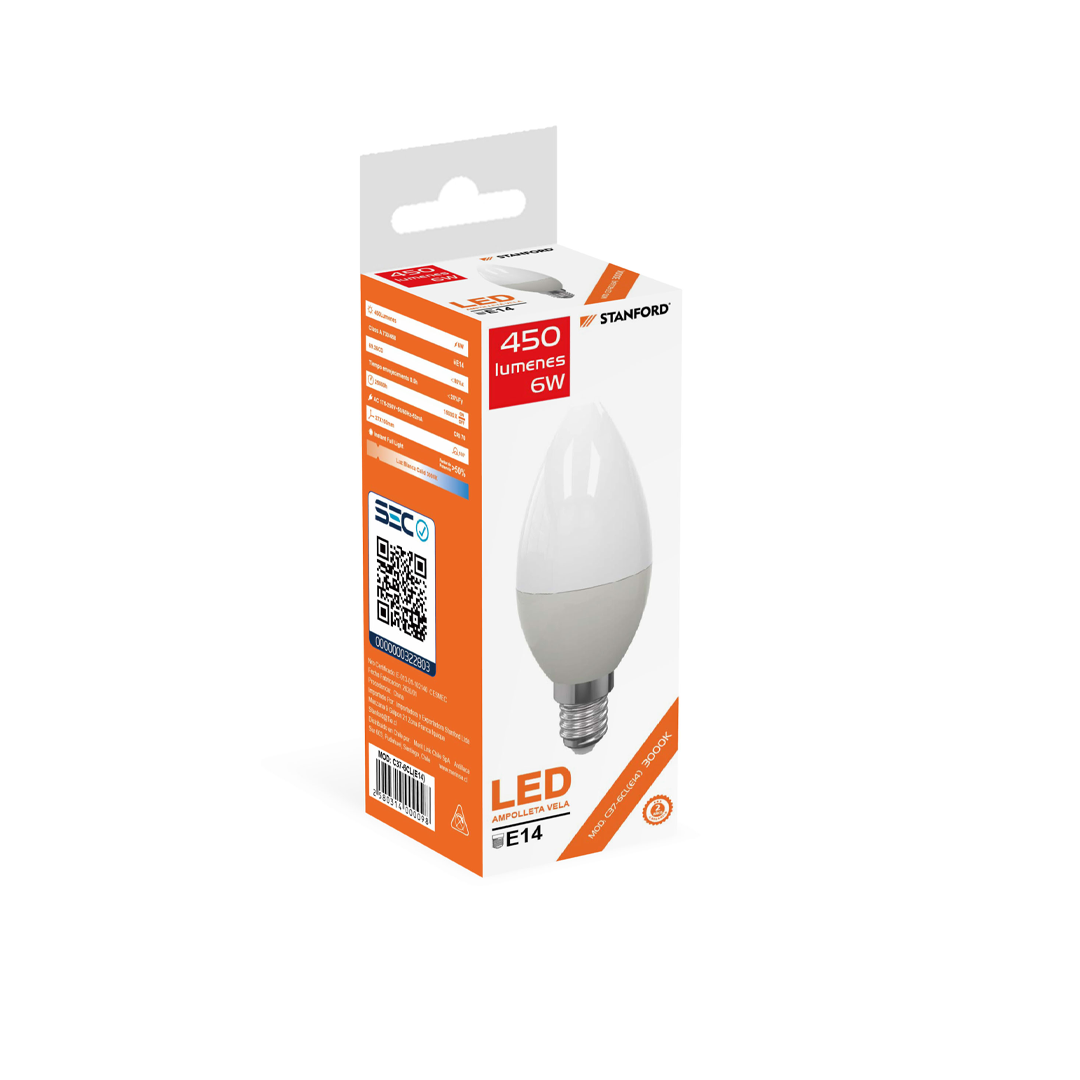 Ampolleta E14 Vela Empavonada LED | 6W