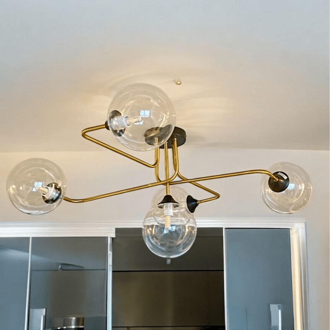 Colgante Gold Black 5 Esferas Transparentes.