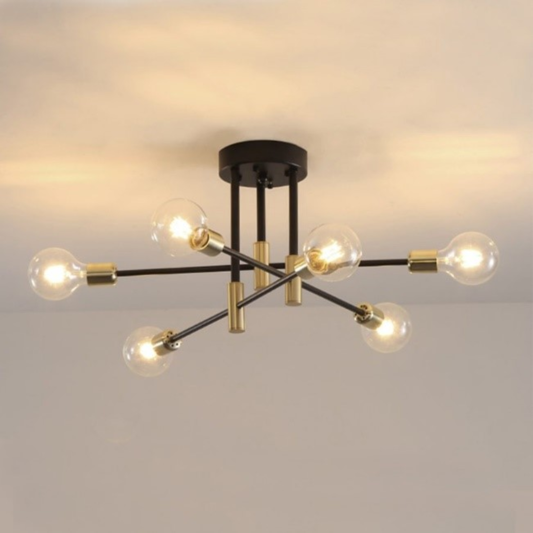 COLGANTE TECHO BLACK / GOLD PARA 6 AMPOLLETAS.