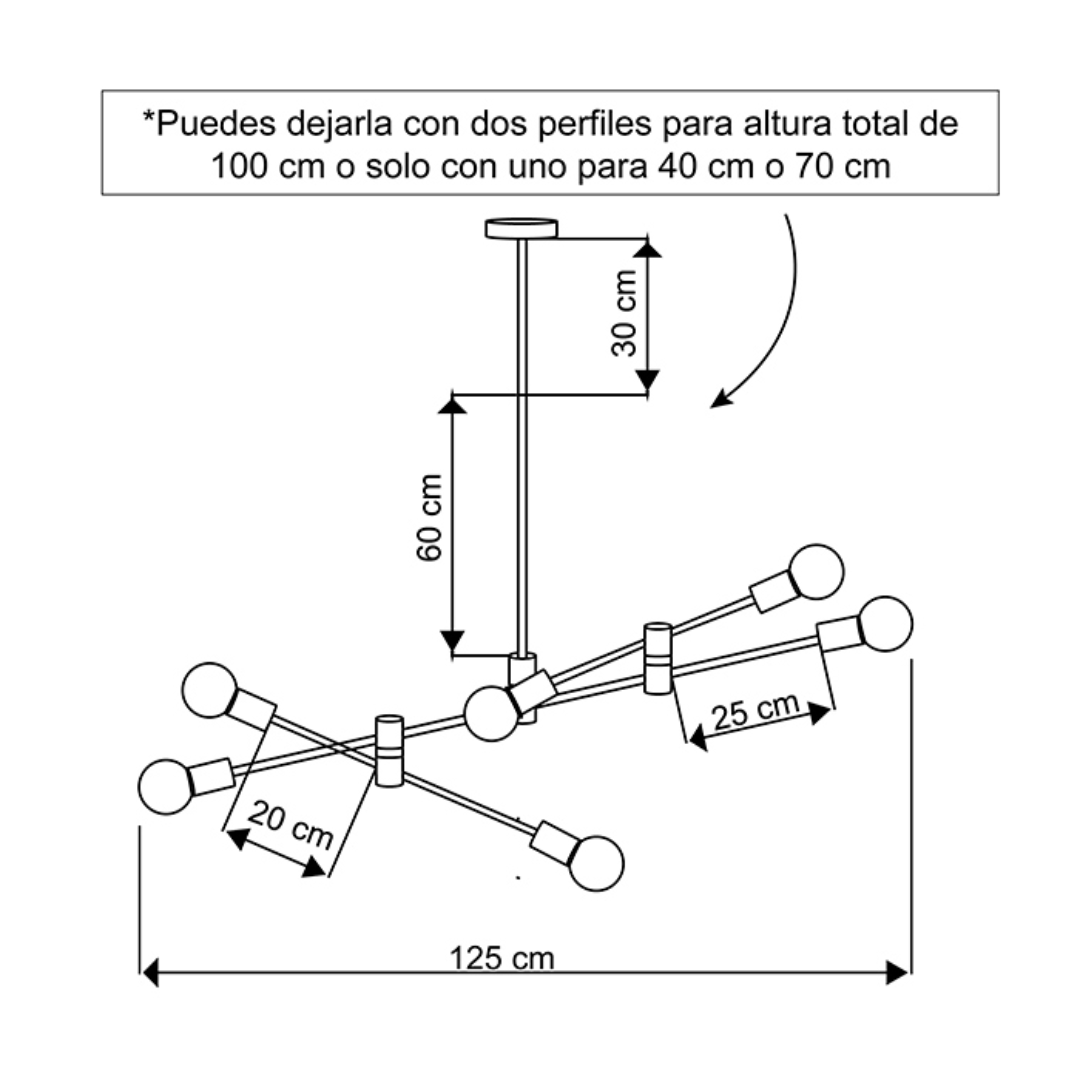 Colgante Techo para 6 Ampolletas