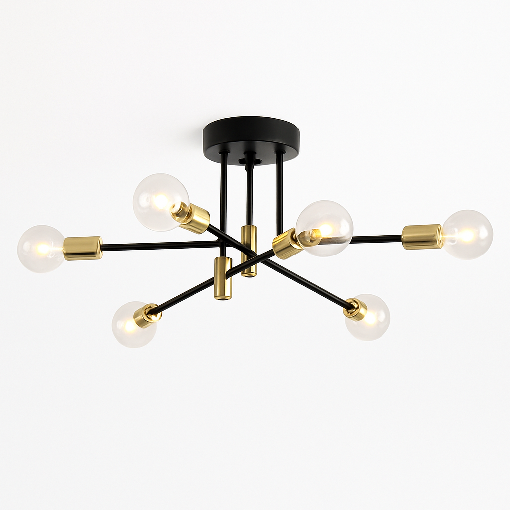 COLGANTE TECHO BLACK / GOLD PARA 6 AMPOLLETAS.