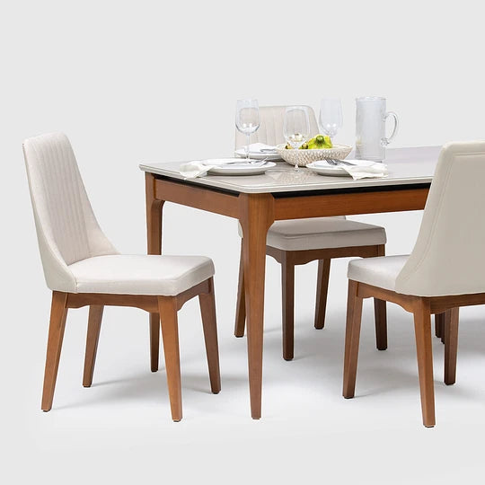 Comedor Terrado 1.35 cm | 4 sillas Timber Beige